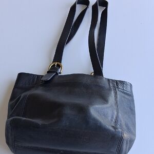 Elegant Black Leather Tote Bag